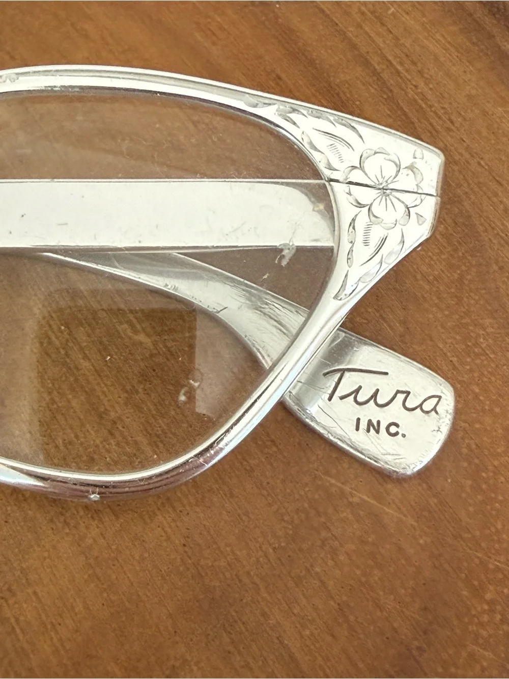TURA Japan RARE Vintage 50’s Cat Eye Silver Aluminum Eyeglasses Frames